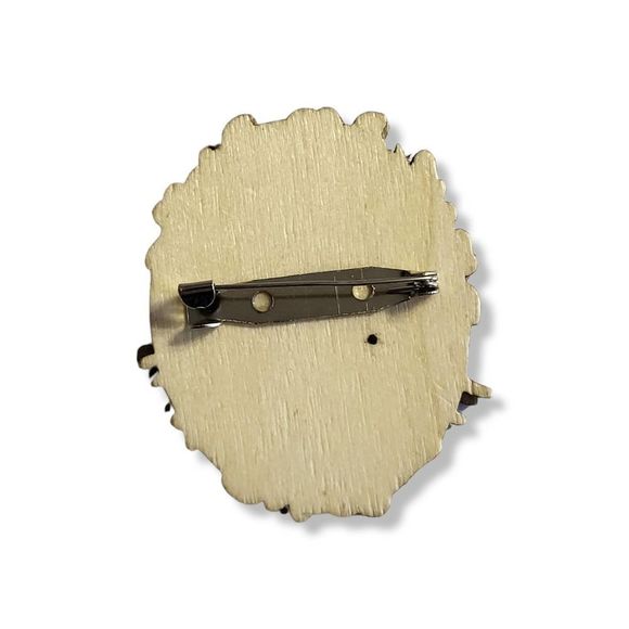 Handmade Painted Wood Shadow Box Bunny Brooch - Picture 3 of 3